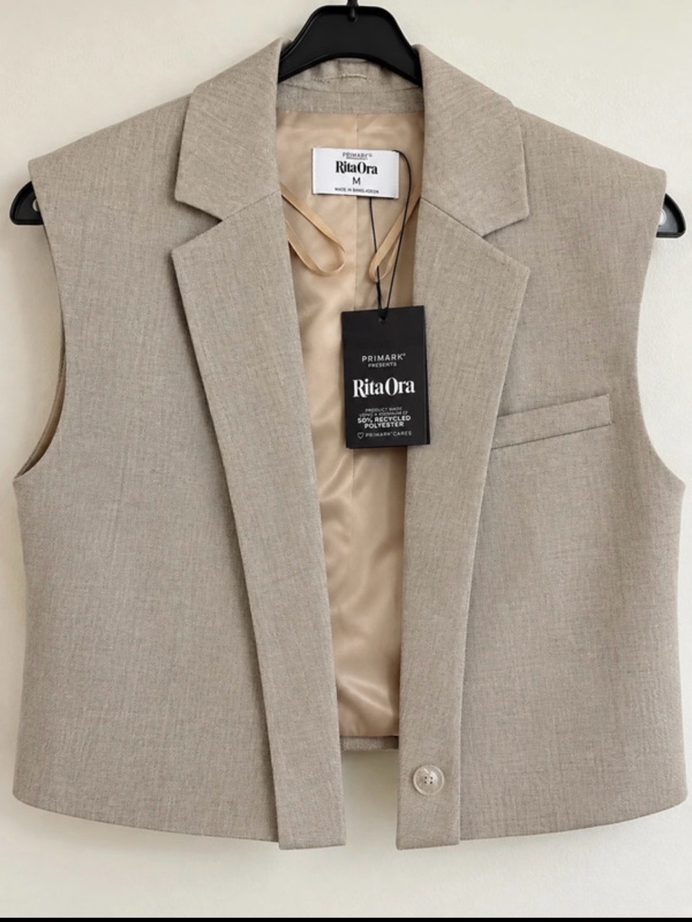 Primark Rita Ora Sleeveless Blazer Vest in Beige
